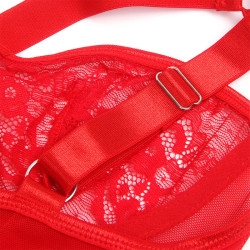 Subblime - Teddy Avec Jarretière Avec Détail Dentelle Et Bandes Rouge S/M